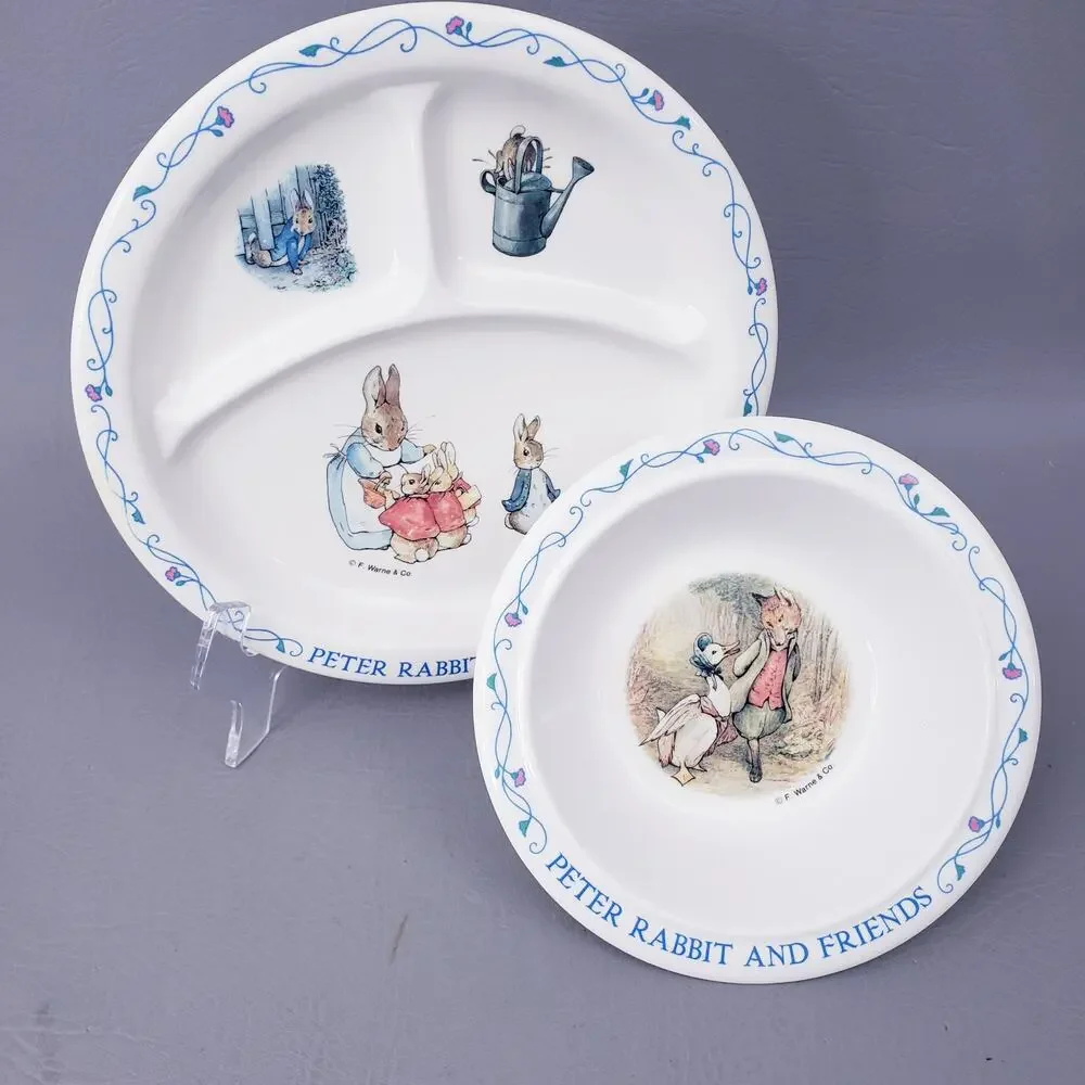 Beatrix Potter Peter Rabbit Melamine Divided Dinner Plate And Bowl